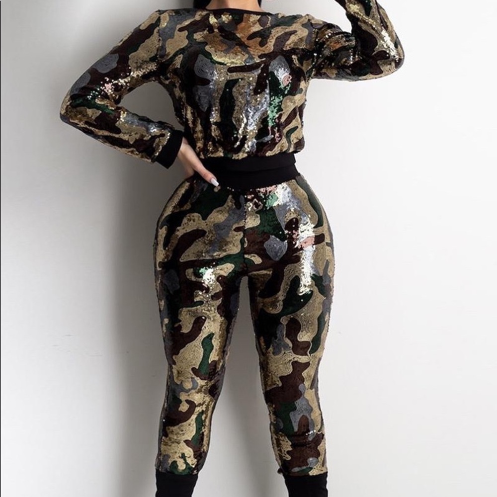 Camo Sequin 2pc jogger